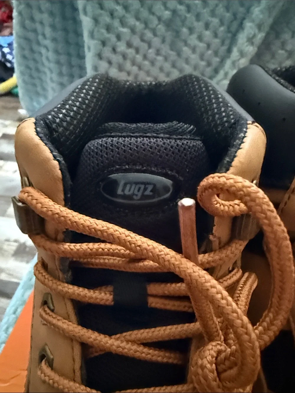 Lugz Tan and Black Lace-Up Men's Work Boots